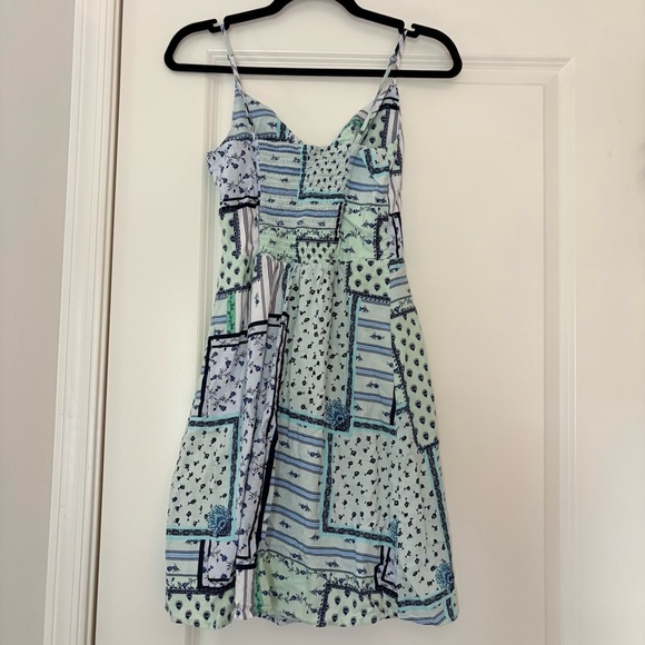 Loft Women’s Blue and White Patchwork Twist Cutout Cami Dress - Picture 8 of 9